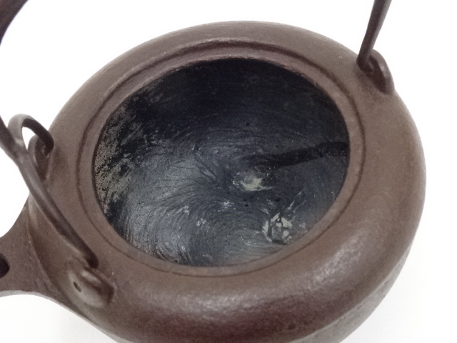  釜師　佐藤浄清造　丸型銚子（朱竹絵替蓋添）（共箱）